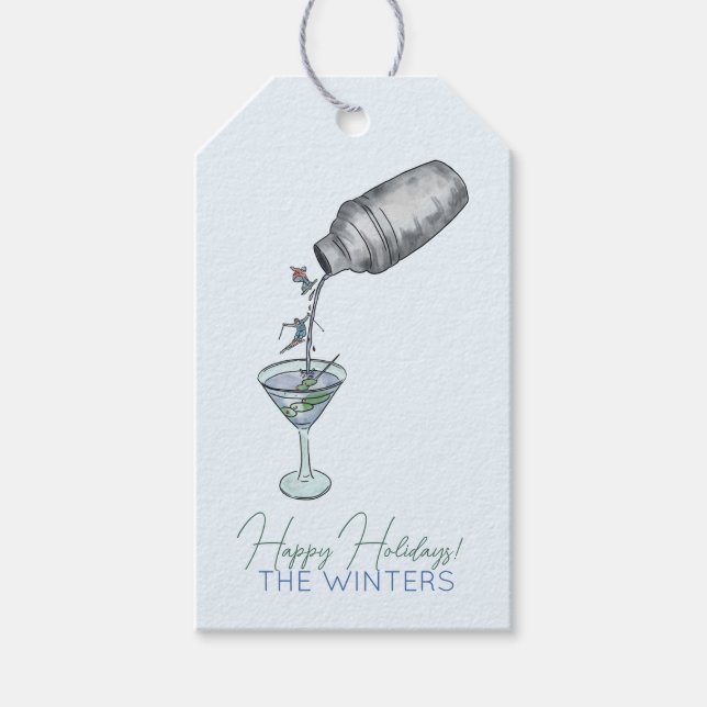 Skåda och martinis roligt teckning presentetikett (Framsidan)