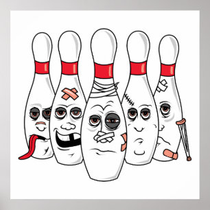 skadad bowling stift tecknad poster