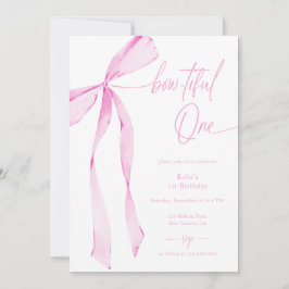 Skadad en vattenfärg Ljus rosa 1:a födelsedag Inbjudningar