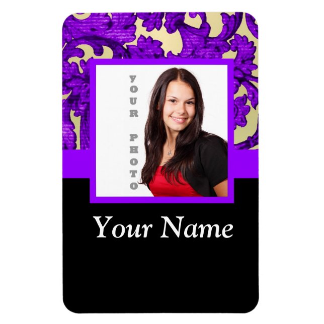 Skadad fotomall för lila blommigt magnet (Vertikal)