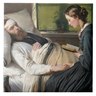 Skadad krigare (av Elisabeth Jerichau-Baumann) Kakelplatta