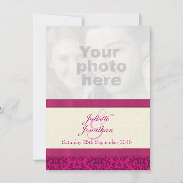 Skadad mörk rosa och bröllopsinbjudan för kräm inbjudningar (Framsida)