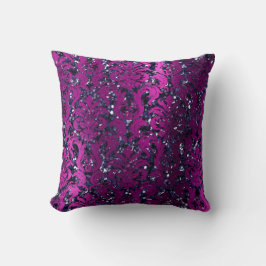 Skadad Rosa Magenta Metallic Blue Navy Glitter Kudde