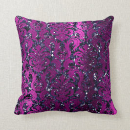 Skadad Rosa Magenta Metallic Blue Navy Glitter Kudde