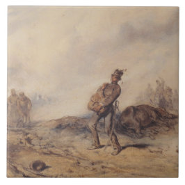 Skadad soldat efter slaget (Krig-scenen) Kakelplatta