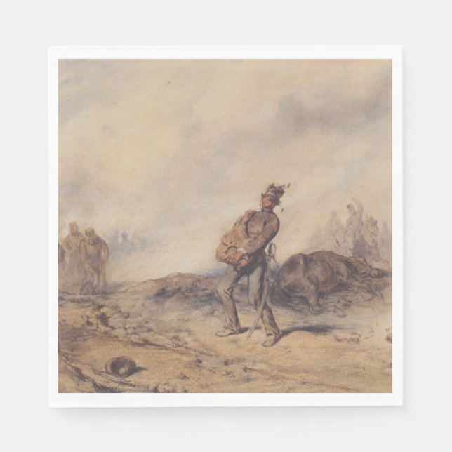 Skadad soldat efter slaget (Krig-scenen) Pappersservett (Framsidan)