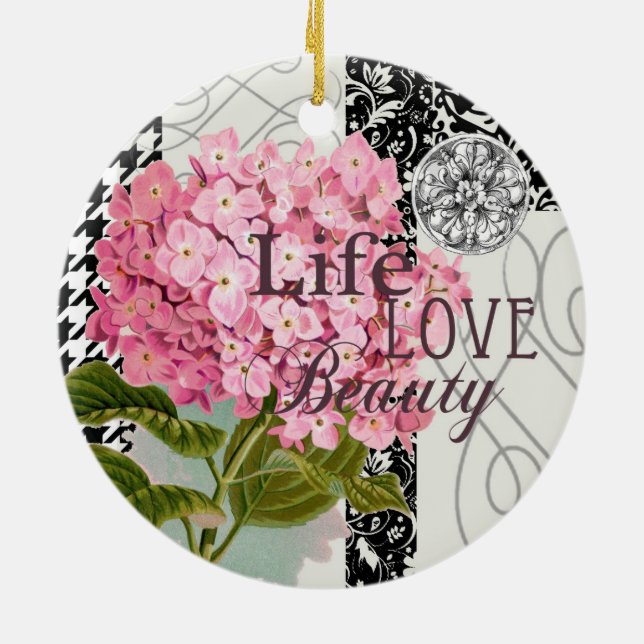 Skadad Söt för Blommigt av skademönster Julgransprydnad Keramik (Baksidan)