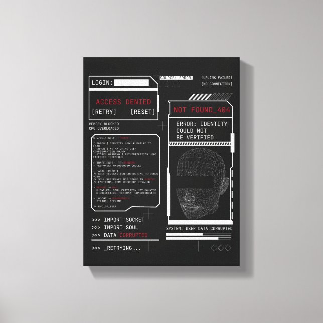 Skadad - Tekno-Brutalist Streetwear Design Canvastryck (Framsida)