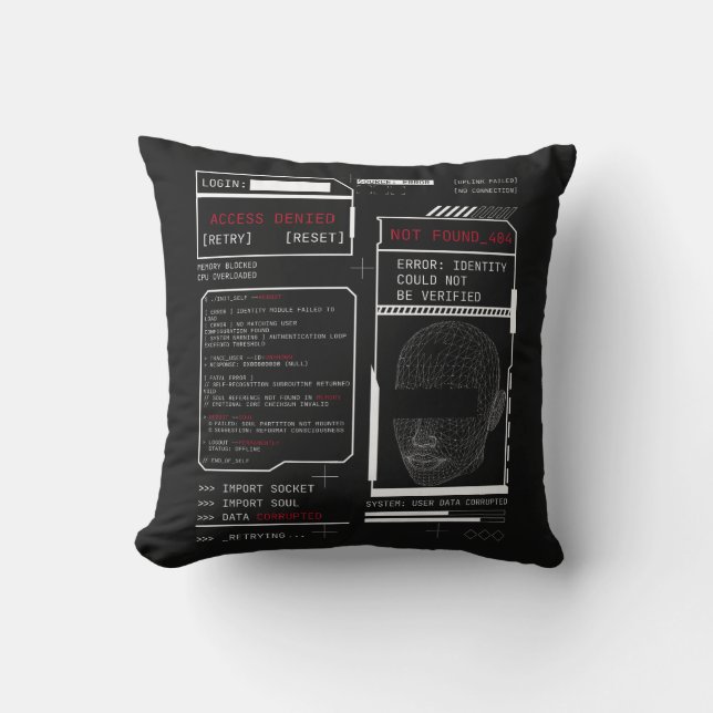 Skadad - Tekno-Brutalist Streetwear Design Kudde (Framsida)