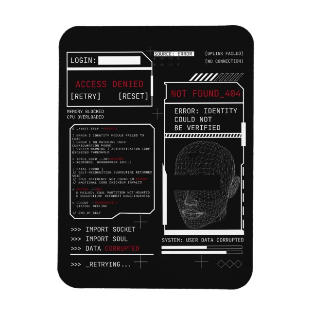 Skadad - Tekno-Brutalist Streetwear Design Magnet (Vertikal)