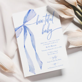 Skadad vattenfärg Pastel Blue Baby Shower Inbjudningar