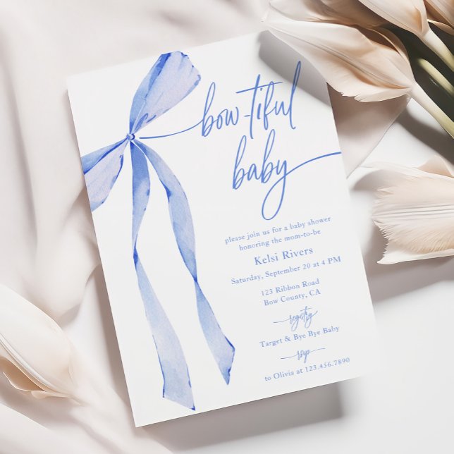 Skadad vattenfärg Pastel Blue Baby Shower Inbjudningar (Skapare uppladdad)