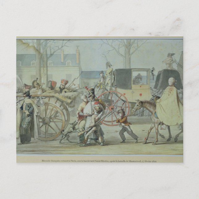Skadade Fransk Soldiers i Paris Vykort (Framsida)