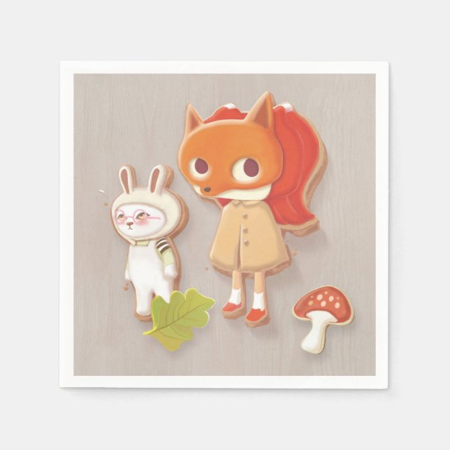 Skadade kakor från trädsdjur pappersservett (Framsidan)