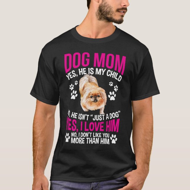 Skadade Pekingese Kärlek futtig Mamma Hund Mor T Shirt (Framsida)