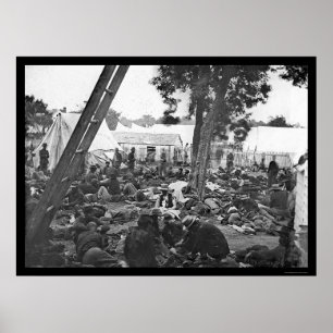 Skadade soldater på sjukhuset i Krig 1862 Poster