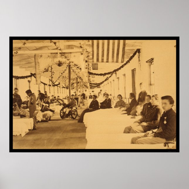 skadade Soliders på Armory Square Hospital DC 1864 Poster (Framsidan)
