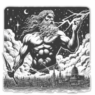 Skadan på Zeus bläck illustration av grekiska myto Klistermärken