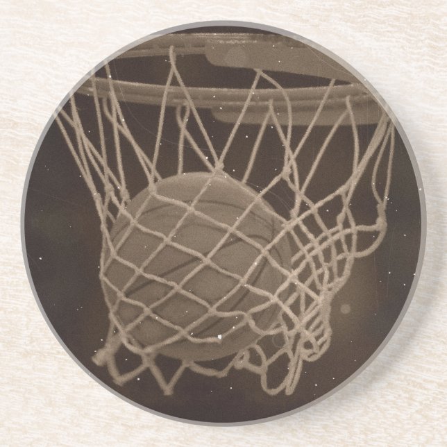 Skadat basketbollfoto underlägg sandsten (Framsidan)
