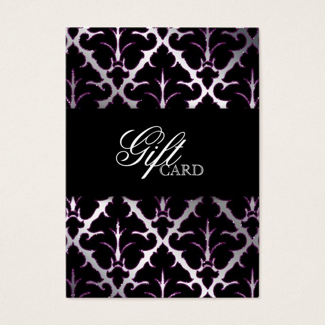 Skadat Elegant Gift Card Silver Lila Black Visitkort (Framsidan)