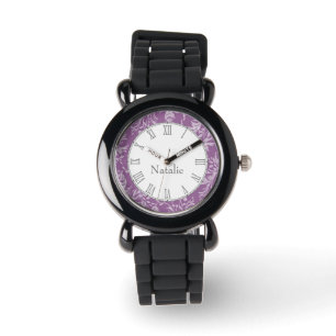 Skadat jokertecken lila namn handklocka armbandsur