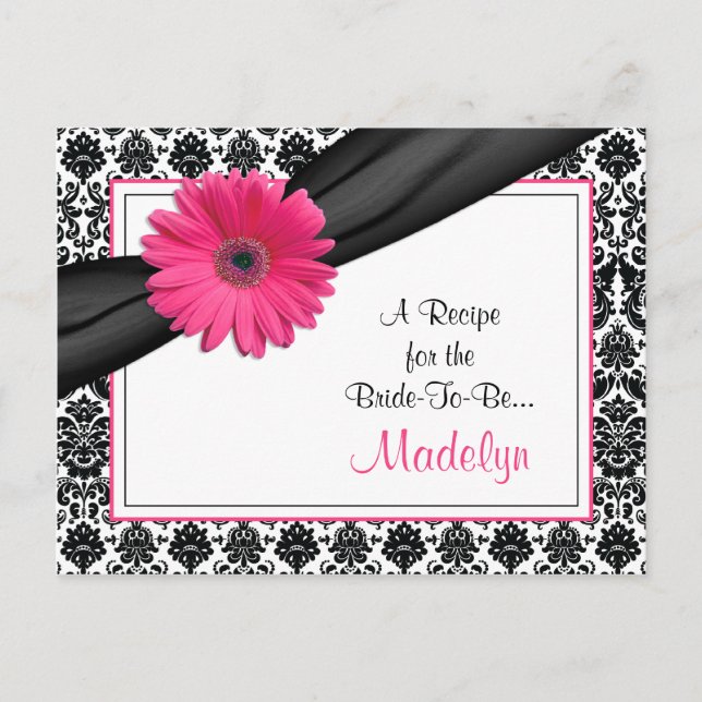 Skadat Rosa Gerber Daisy Recept Card för Bride Vykort (Framsida)