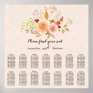 Skadat vattenfärgsdiagram för Blommigt av olivsäte Poster