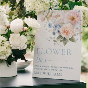 Skadblått Blommigt Blomst Pub-tecken Poster