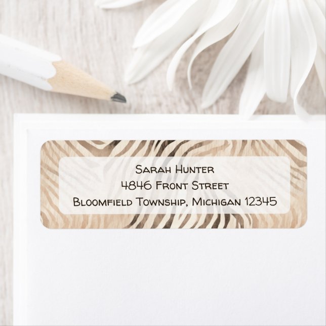 Skaddjur av zebra, returadressen av djungelsafari returadress etikett (Insitu)