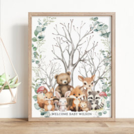Skådedjur Greenery Thumbprint Guestbook Poster