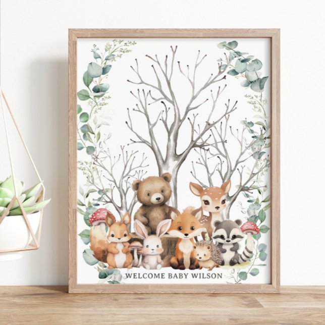 Skådedjur Greenery Thumbprint Guestbook Poster (Skapare uppladdad)
