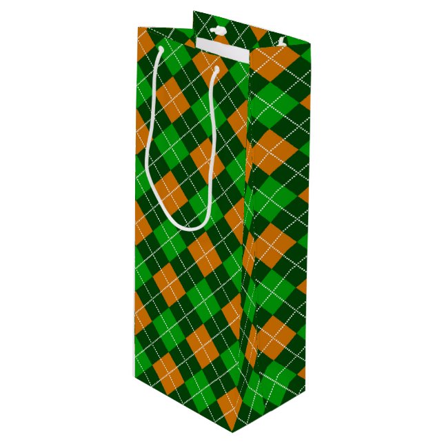 SKADEER AV GRÖNT OCH ORANGE IRISH PLAID MÖNSTER (Framsidan Vinklad)