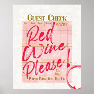Skådekontroll Inleverans Röd Vin, Vin Pub Art Poster