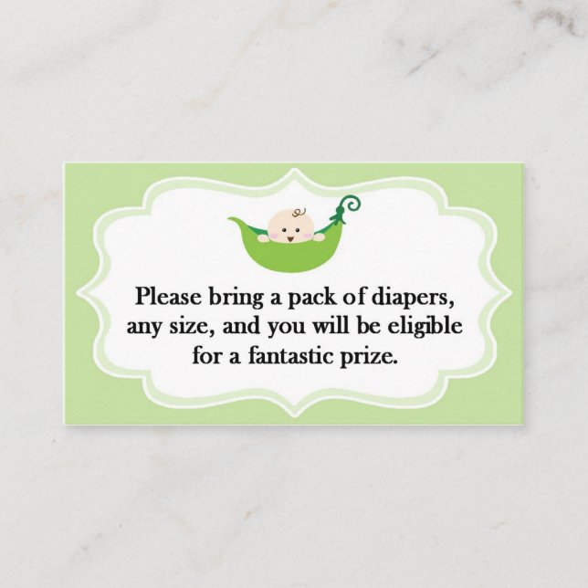 Skådekort för dykare Raffle Sweet Pea Baby Shower  Visitkort (Framsida)