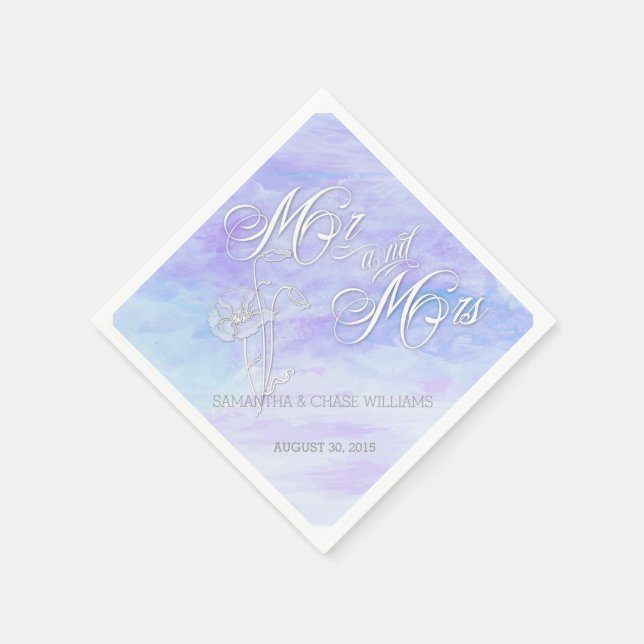 SKADER AV BLÅSVATTENFÄRGPOPPIER BRÖLLOP NAPKIN PAPPERSSERVETT (Hörn)