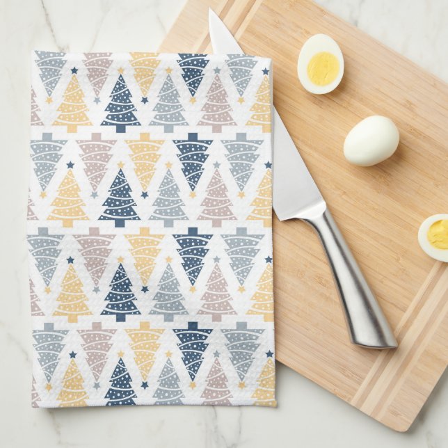 SKADER AV BLUE & GULT JULGRANAR KÖKSHANDDUK (Vikt i Fjärdedel)