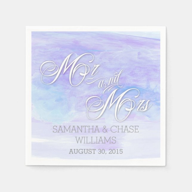 SKADER AV BLUES VATTENFÄRG BRÖLLOP PAPPERSSERVETT (Framsidan)