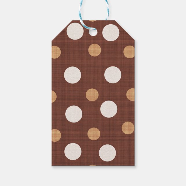 SKADER AV BROWN & WHITE POLKA DOTS PRESENTETIKETT (Framsidan)