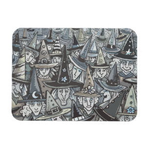 SKADER AV GRÅTT HALLOWEEN WITCH GATHERING MAGNET