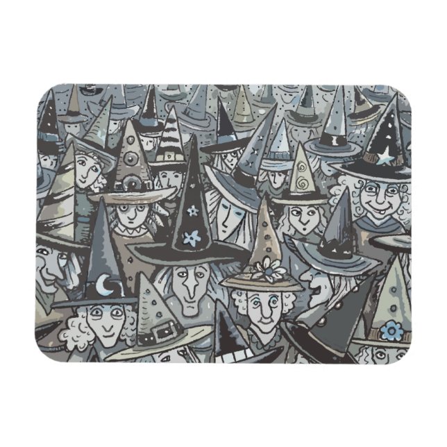 SKADER AV GRÅTT HALLOWEEN WITCH GATHERING MAGNET (Horisontell)