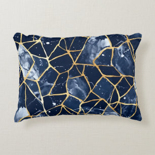 SKADER AV NAVY BLUE & GULD MOSAIC CHIP MÖNSTER PRYDNADSKUDDE
