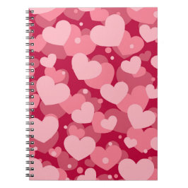 SKADER AV RÖDA VATTENFÄRGHJÄRTOR KÄRLEK ANTECKNINGSBOK