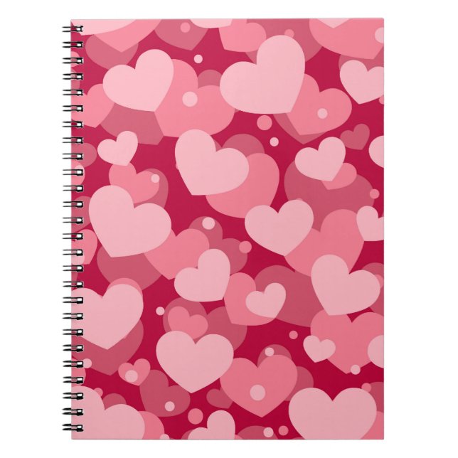 SKADER AV RÖDA VATTENFÄRGHJÄRTOR KÄRLEK ANTECKNINGSBOK (Framsidan)