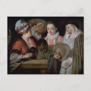 Skådespelare från Théâtre Francais, cirka 1714-15 Vykort