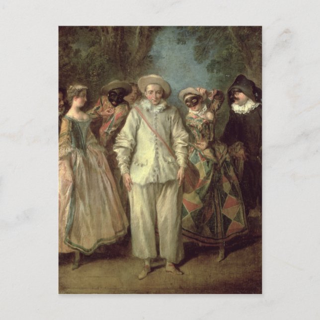 Skådespelarearna av den Commedia dell'Arten Vykort (Framsida)