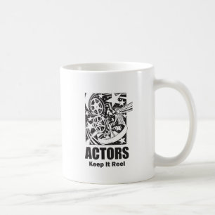 Skådespelarebehålla det rulle kaffemugg