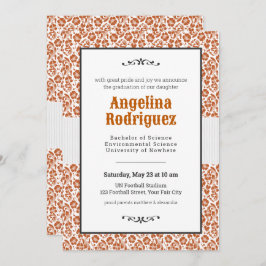 Skadfoto för bränd Orange Blommigt Studenten Inbjudningar