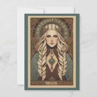 Skadi Norse Goddess Art Flat Thank You Card Tack Kort