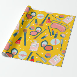 Skådkosmetika i mönster guld presentpapper