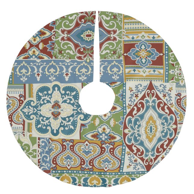 Skadlappverk: Färgfull turkisk Vintage. Julgransmatta Borstad Polyester (Framsidan)